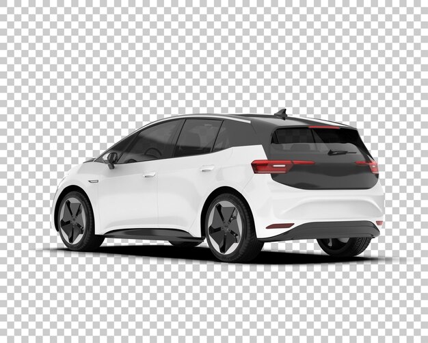 Auto cittadina bianca su sfondo trasparente illustrazione di rendering 3D