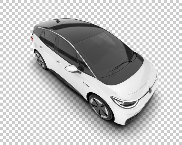 Auto cittadina bianca su sfondo trasparente illustrazione di rendering 3D
