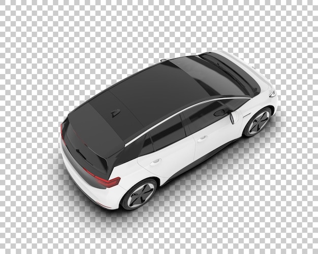 Auto cittadina bianca su sfondo trasparente illustrazione di rendering 3D