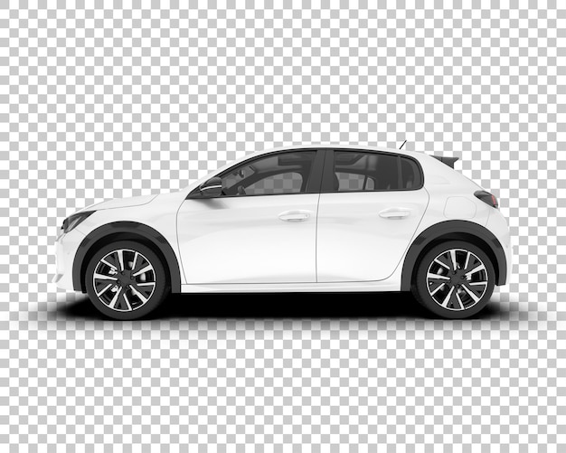 Auto cittadina bianca su sfondo trasparente illustrazione di rendering 3D