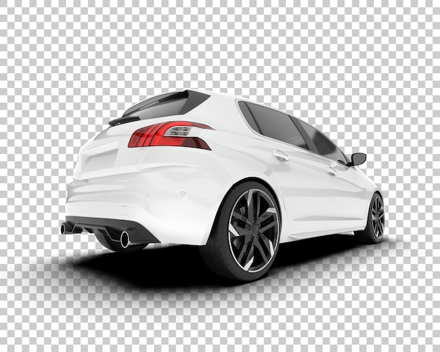 Auto cittadina bianca su sfondo trasparente illustrazione di rendering 3D