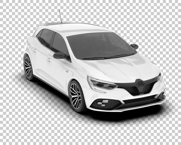Auto cittadina bianca su sfondo trasparente illustrazione di rendering 3D