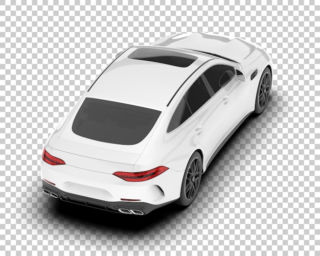 Auto cittadina bianca su sfondo trasparente illustrazione di rendering 3D