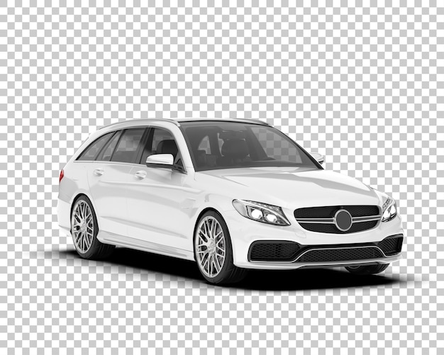Auto cittadina bianca su sfondo trasparente illustrazione di rendering 3D