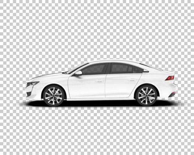 Auto cittadina bianca su sfondo trasparente illustrazione di rendering 3D