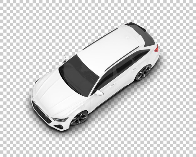 Auto de la ciudad blanco sobre un fondo transparente Ilustración de renderización 3D