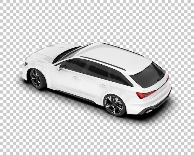 Auto de la ciudad blanco sobre un fondo transparente Ilustración de renderización 3D