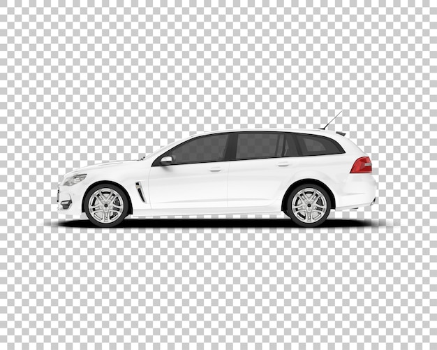 Auto de la ciudad blanco sobre un fondo transparente Ilustración de renderización 3D