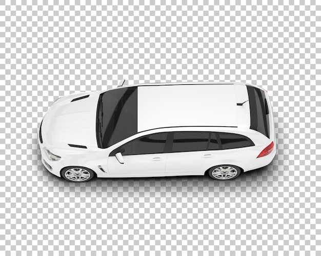 Auto de la ciudad blanco sobre un fondo transparente Ilustración de renderización 3D