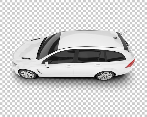 Auto de la ciudad blanco sobre un fondo transparente Ilustración de renderización 3D