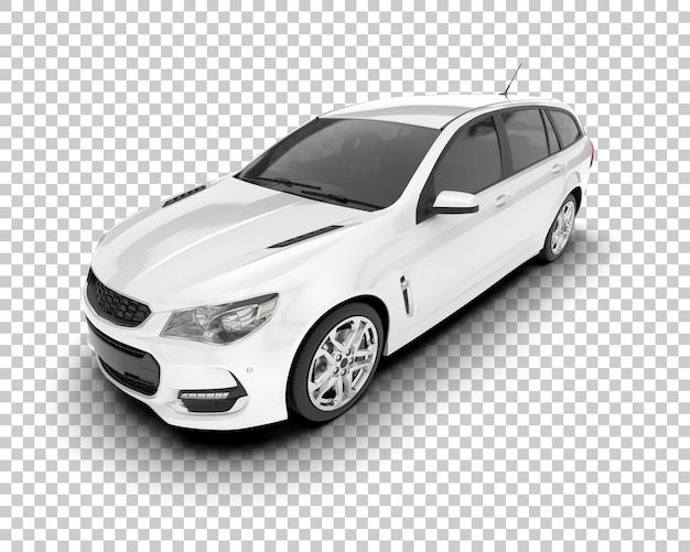 Auto de la ciudad blanco sobre un fondo transparente Ilustración de renderización 3D
