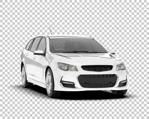 Auto de la ciudad blanco sobre un fondo transparente Ilustración de renderización 3D