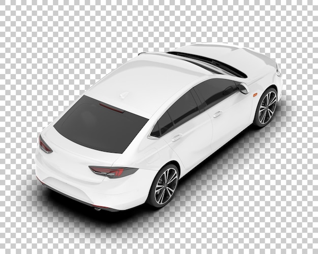 Auto de la ciudad blanco sobre un fondo transparente Ilustración de renderización 3D
