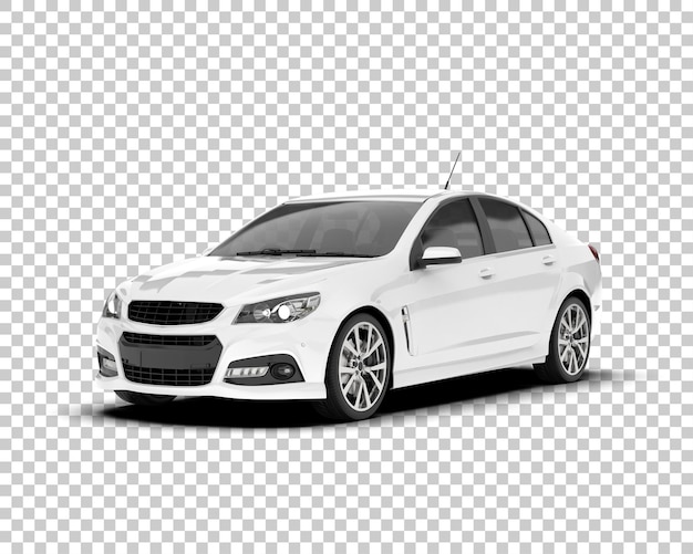 Auto de la ciudad blanco sobre un fondo transparente Ilustración de renderización 3D