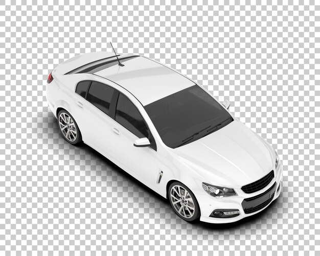Auto de la ciudad blanco sobre un fondo transparente Ilustración de renderización 3D