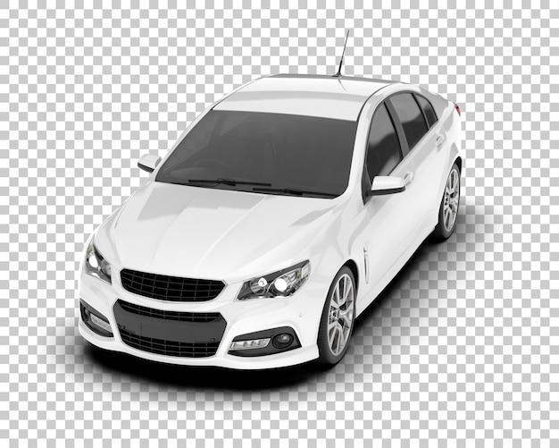 Auto de la ciudad blanco sobre un fondo transparente Ilustración de renderización 3D