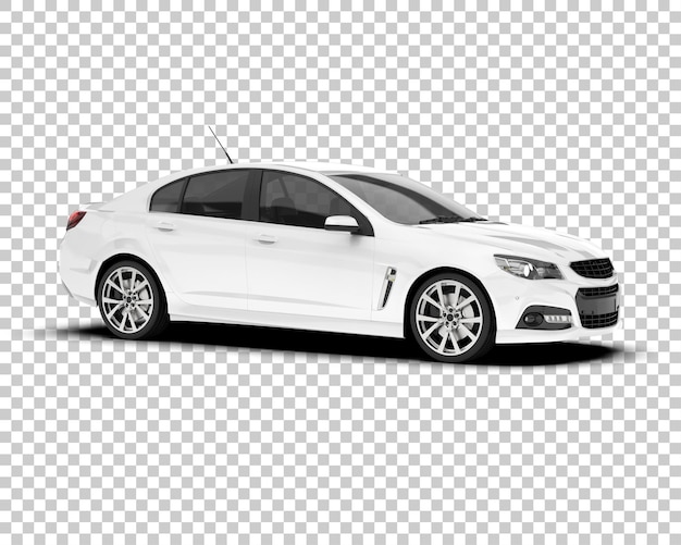 Auto de la ciudad blanco sobre un fondo transparente Ilustración de renderización 3D
