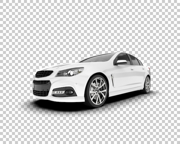 Auto de la ciudad blanco sobre un fondo transparente Ilustración de renderización 3D