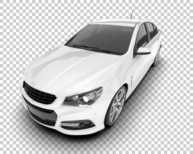Auto de la ciudad blanco sobre un fondo transparente Ilustración de renderización 3D