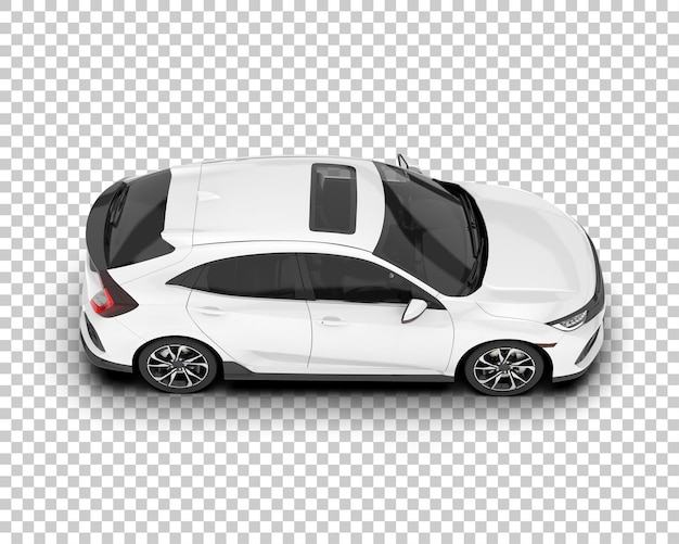 Auto de la ciudad blanco sobre un fondo transparente Ilustración de renderización 3D