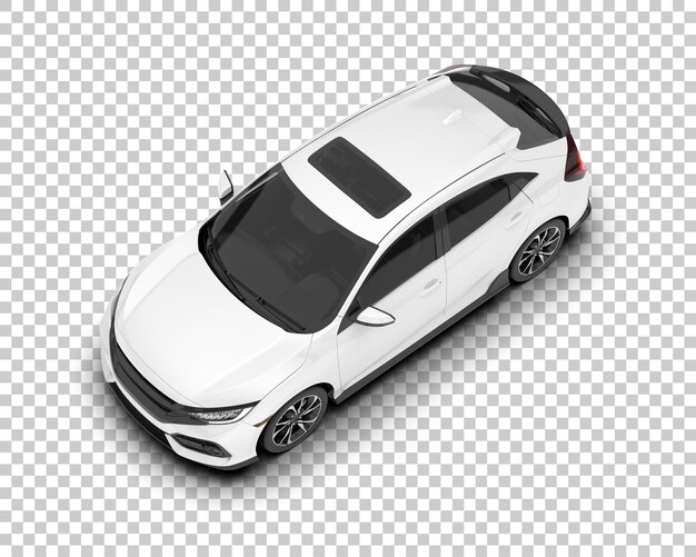 Auto de la ciudad blanco sobre un fondo transparente Ilustración de renderización 3D