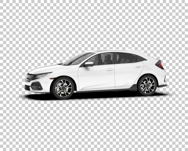 Auto de la ciudad blanco sobre un fondo transparente Ilustración de renderización 3D