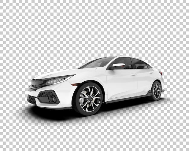 Auto de la ciudad blanco sobre un fondo transparente Ilustración de renderización 3D