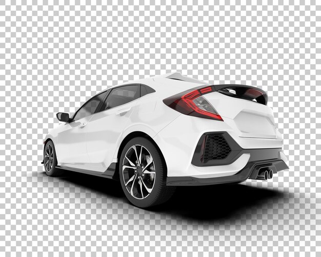 Auto de la ciudad blanco sobre un fondo transparente Ilustración de renderización 3D