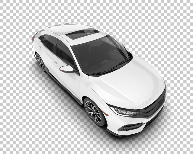 Auto de la ciudad blanco sobre un fondo transparente Ilustración de renderización 3D