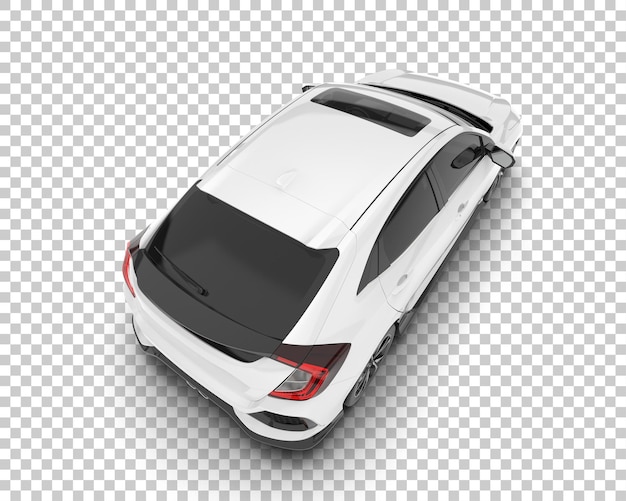 Auto de la ciudad blanco sobre un fondo transparente Ilustración de renderización 3D