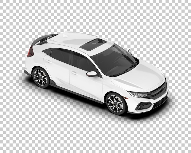 Auto de la ciudad blanco sobre un fondo transparente Ilustración de renderización 3D