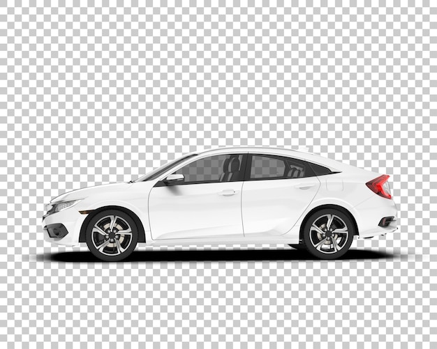 Auto de la ciudad blanco sobre un fondo transparente Ilustración de renderización 3D