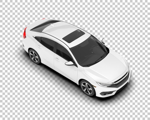 Auto de la ciudad blanco sobre un fondo transparente Ilustración de renderización 3D