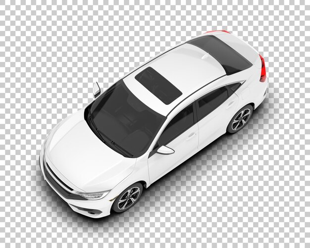Auto de la ciudad blanco sobre un fondo transparente Ilustración de renderización 3D