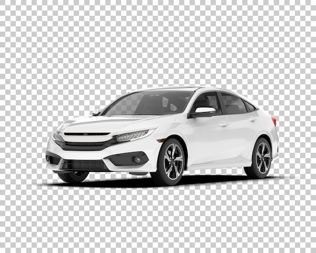 Auto de la ciudad blanco sobre un fondo transparente Ilustración de renderización 3D