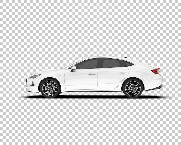 Auto de la ciudad blanco sobre un fondo transparente Ilustración de renderización 3D