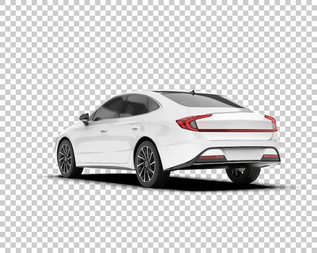 Auto de la ciudad blanco sobre un fondo transparente Ilustración de renderización 3D
