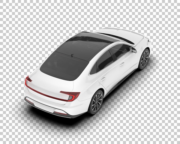 Auto de la ciudad blanco sobre un fondo transparente Ilustración de renderización 3D