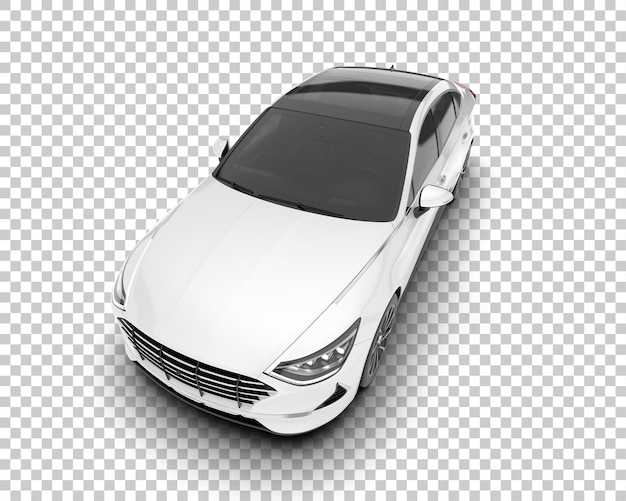 Auto de la ciudad blanco sobre un fondo transparente Ilustración de renderización 3D
