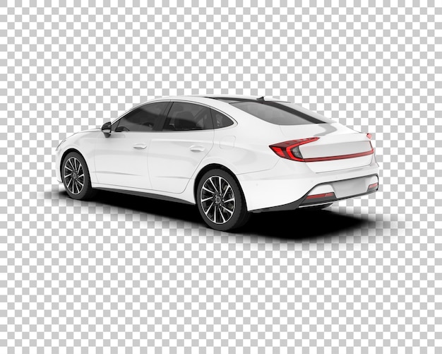 Auto de la ciudad blanco sobre un fondo transparente Ilustración de renderización 3D