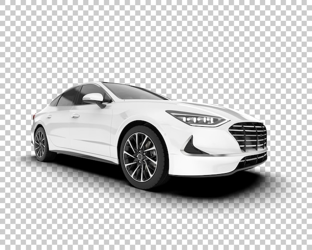 Auto de la ciudad blanco sobre un fondo transparente Ilustración de renderización 3D