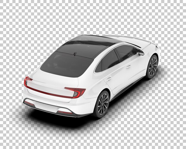 Auto de la ciudad blanco sobre un fondo transparente Ilustración de renderización 3D