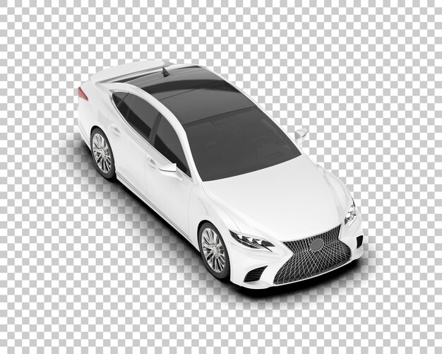 Auto de la ciudad blanco sobre un fondo transparente Ilustración de renderización 3D