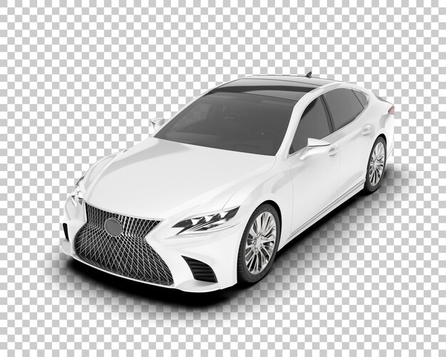 Auto de la ciudad blanco sobre un fondo transparente Ilustración de renderización 3D