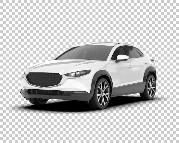 Auto de la ciudad blanco sobre un fondo transparente Ilustración de renderización 3D