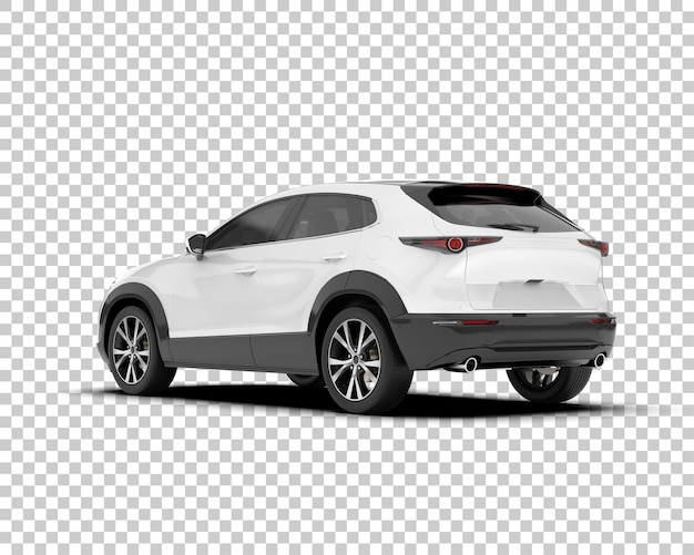 Auto de la ciudad blanco sobre un fondo transparente Ilustración de renderización 3D