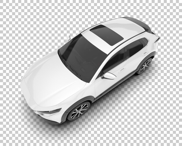 Auto de la ciudad blanco sobre un fondo transparente Ilustración de renderización 3D