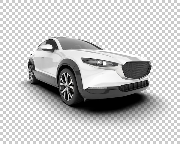 Auto de la ciudad blanco sobre un fondo transparente Ilustración de renderización 3D