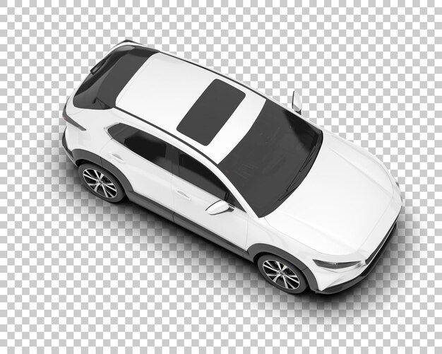 Auto de la ciudad blanco sobre un fondo transparente Ilustración de renderización 3D