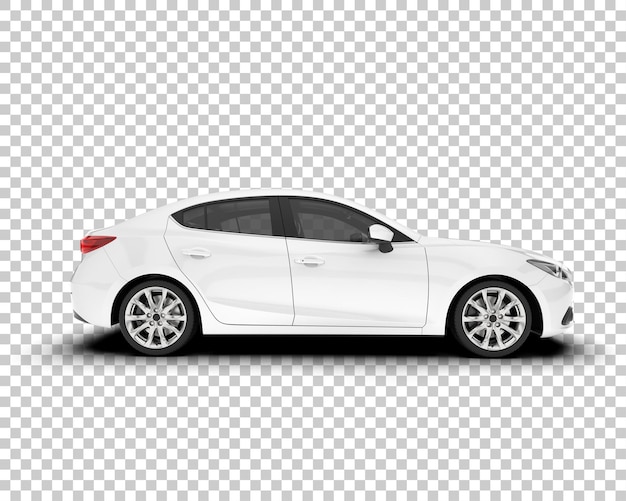 Auto de la ciudad blanco sobre un fondo transparente Ilustración de renderización 3D